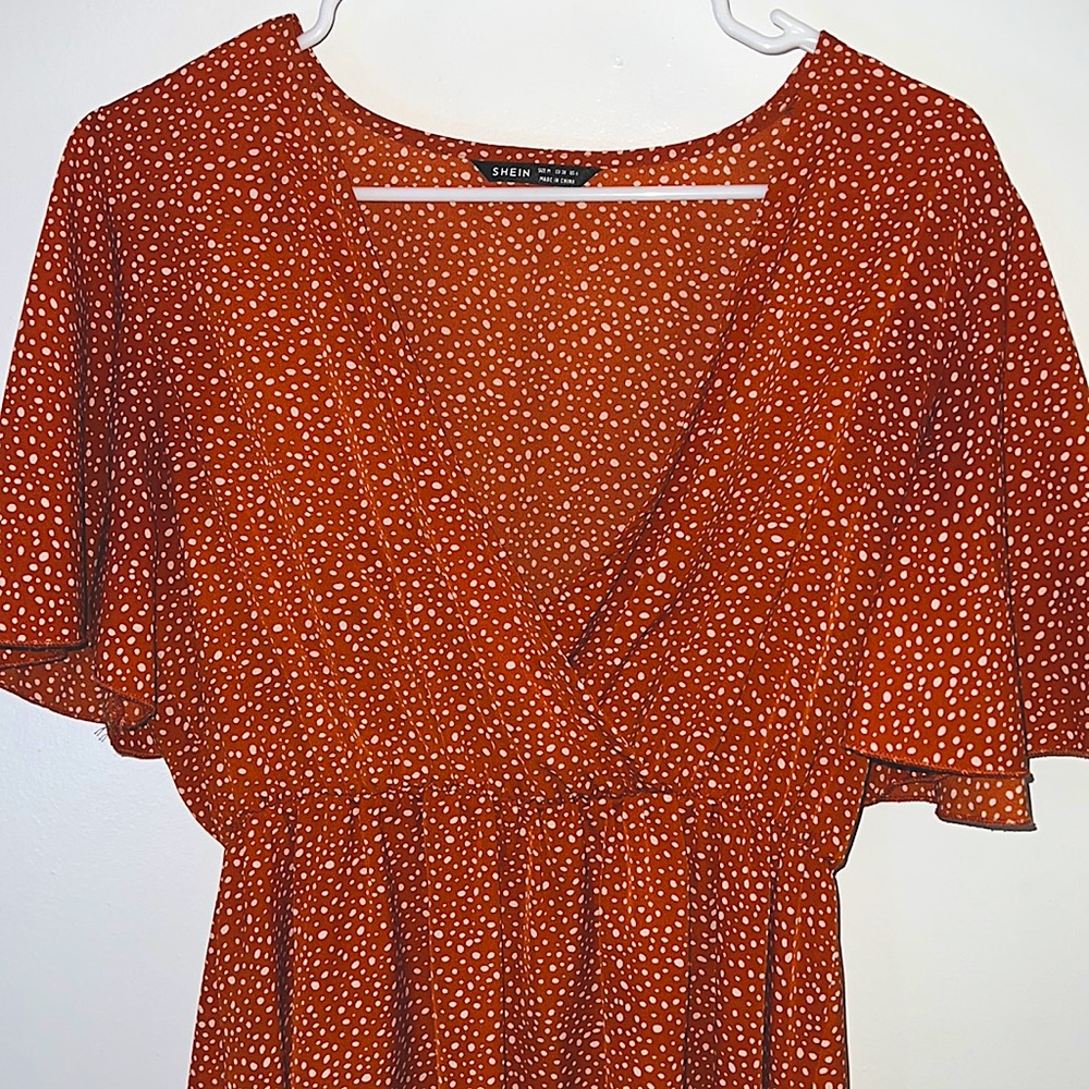 orange and white dress